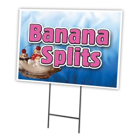 Signmission Banana Splits Yard Sign & Stake outdoor plastic coroplast window, C-1824 Banana Splits C-1824 Banana Splits